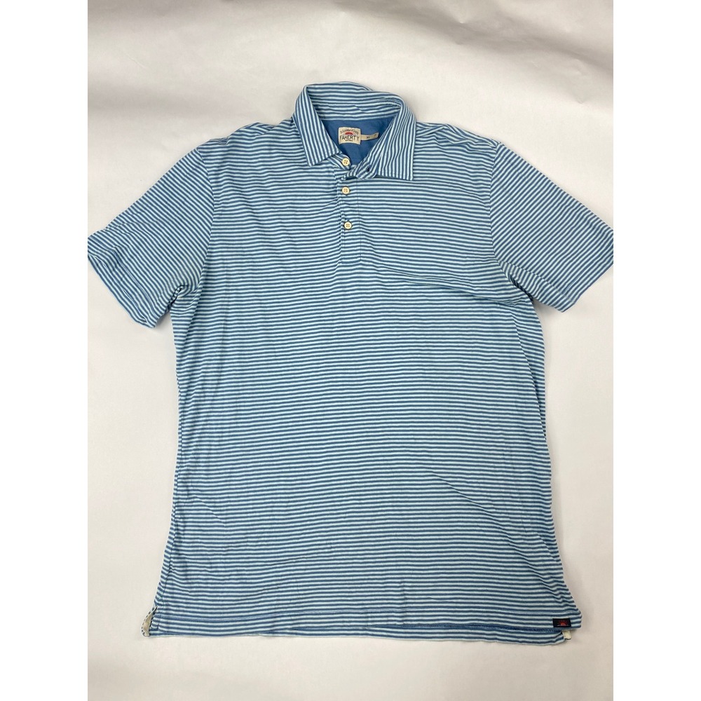 Faherty‎ Polo Shirt Men's Size XL Cotton Blue Striped